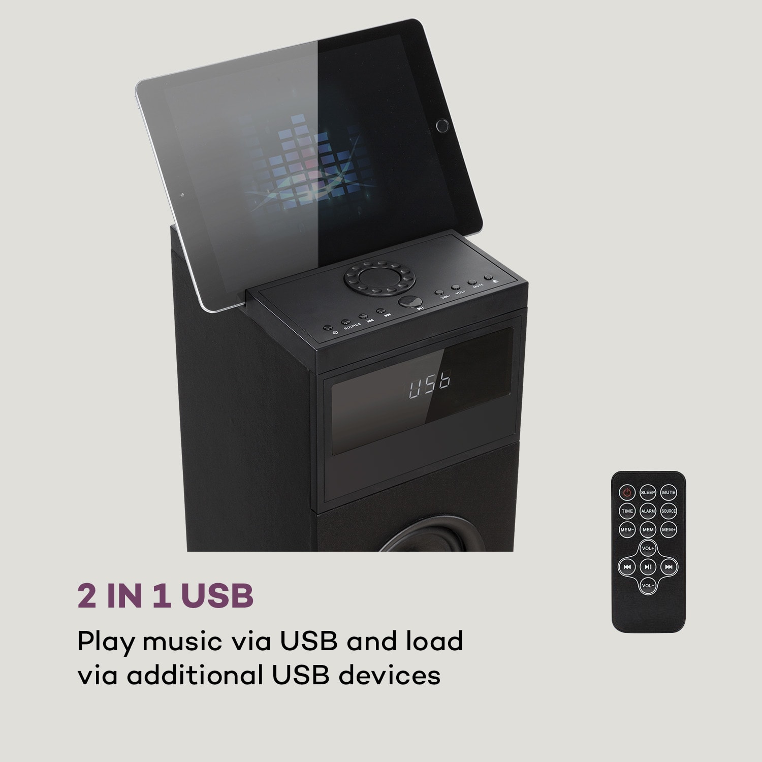 Auna Karaboom 100, vežový reproduktor, 120 W max., bluetooth, 2 v 1 USB, čierny – Obrázok 4