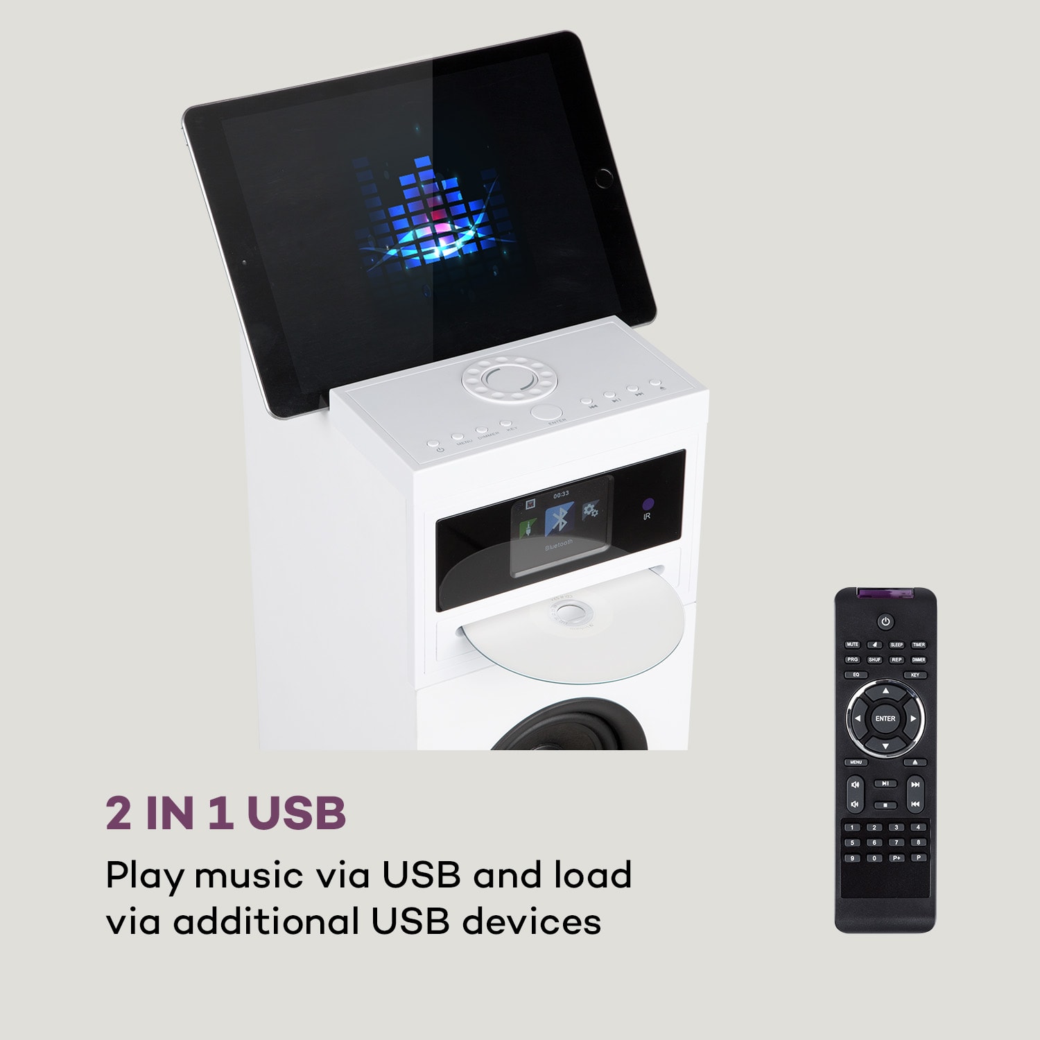 Auna Karaboom 100 Wifi, vežový reproduktor, internetové rádio, DAB+, BT, 120 W, biely – Obrázok 5
