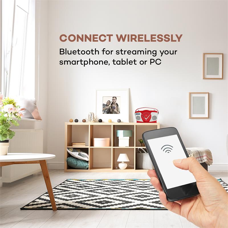 Auna RCD-70 DAB, retro CD rádio, FM, DAB+, CD prehrávač, USB, bluetooth, červené – Obrázok 5