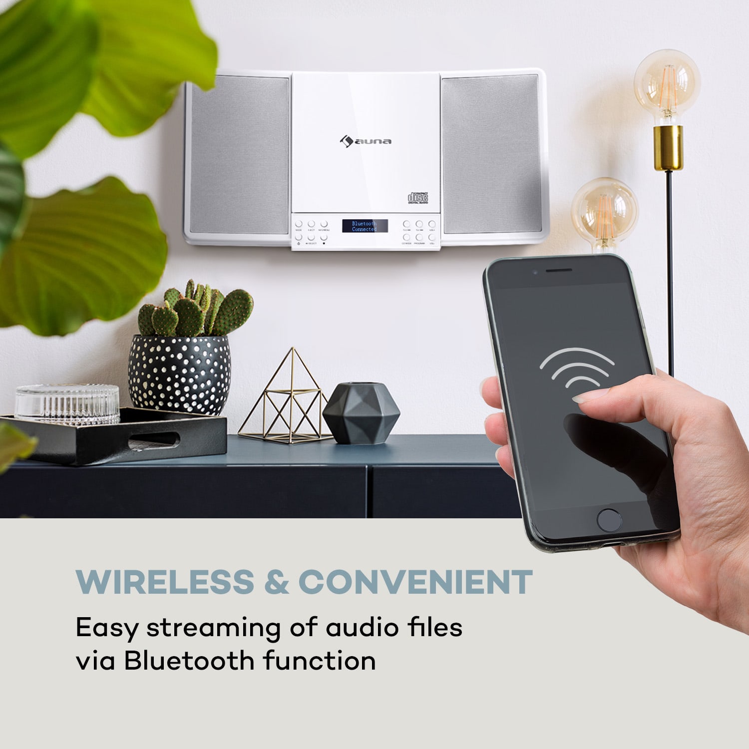 Auna V14-DAB, Vertikálny stereo systém, CD FM a DAB+ tuner, BT, biely – Obrázok 3