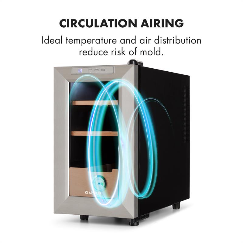 Klarstein El Presidente 23, humidor, 50 W, dotykový, bukové drevo, 23 l, LED, čierny/strieborný – Obrázok 4