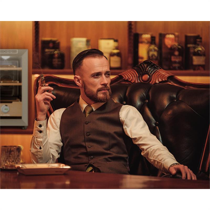 Klarstein El Presidente 23, humidor, 50 W, dotykový, bukové drevo, 23 l, LED, čierny/strieborný
