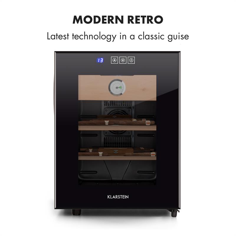 Klarstein El Presidente 33, humidor, 50 W, dotykový, bukové drevo, 33 l, LED, čierny – Obrázok 4