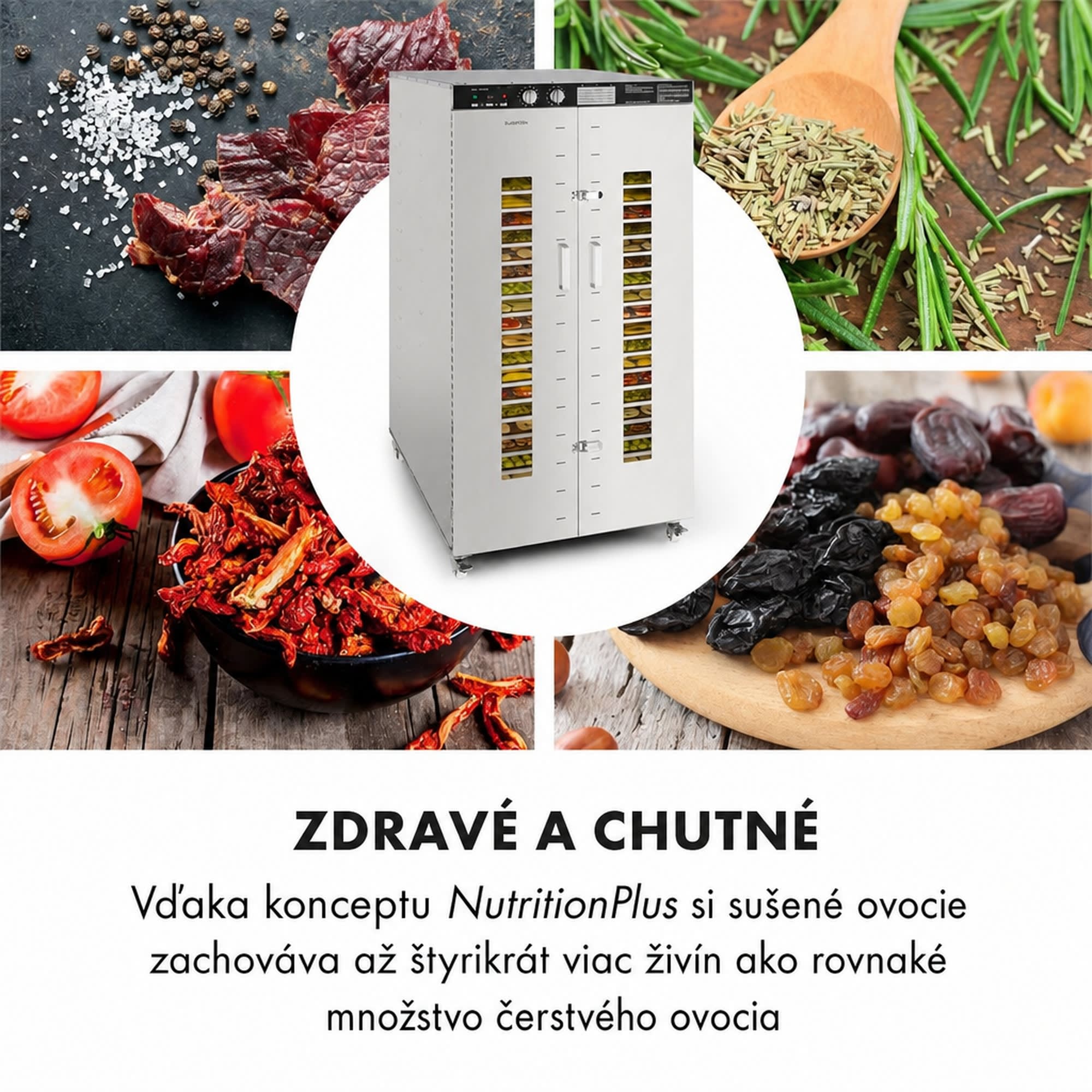 Klarstein Master Jerky 24, sušička potravín, 5850 W, 40-90 °C, 15-hod. časovač, nehrdzavejúca oceľ, strieborná – Obrázok 4
