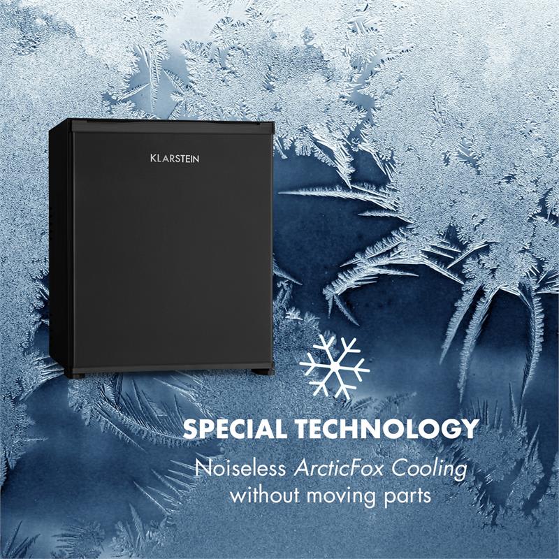 Klarstein Nagano S, mini chladnička, 38 l, 0 dB, 0 - 8 °C, nehlučná, 54,5 cm, čierna – Obrázok 2