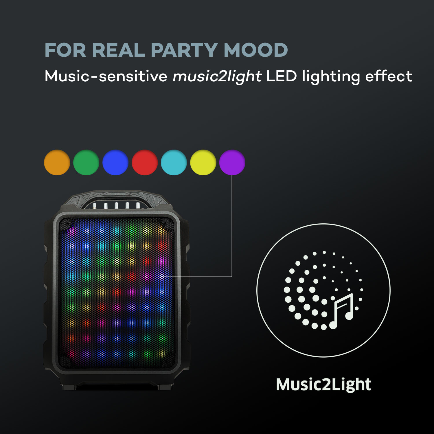 Auna Moving 80.1, LED PA systém, 8" subwoofer, max. 100 W, UHF mikrofon, USB, SD, BT, AUX, prenosný – Obrázok 3