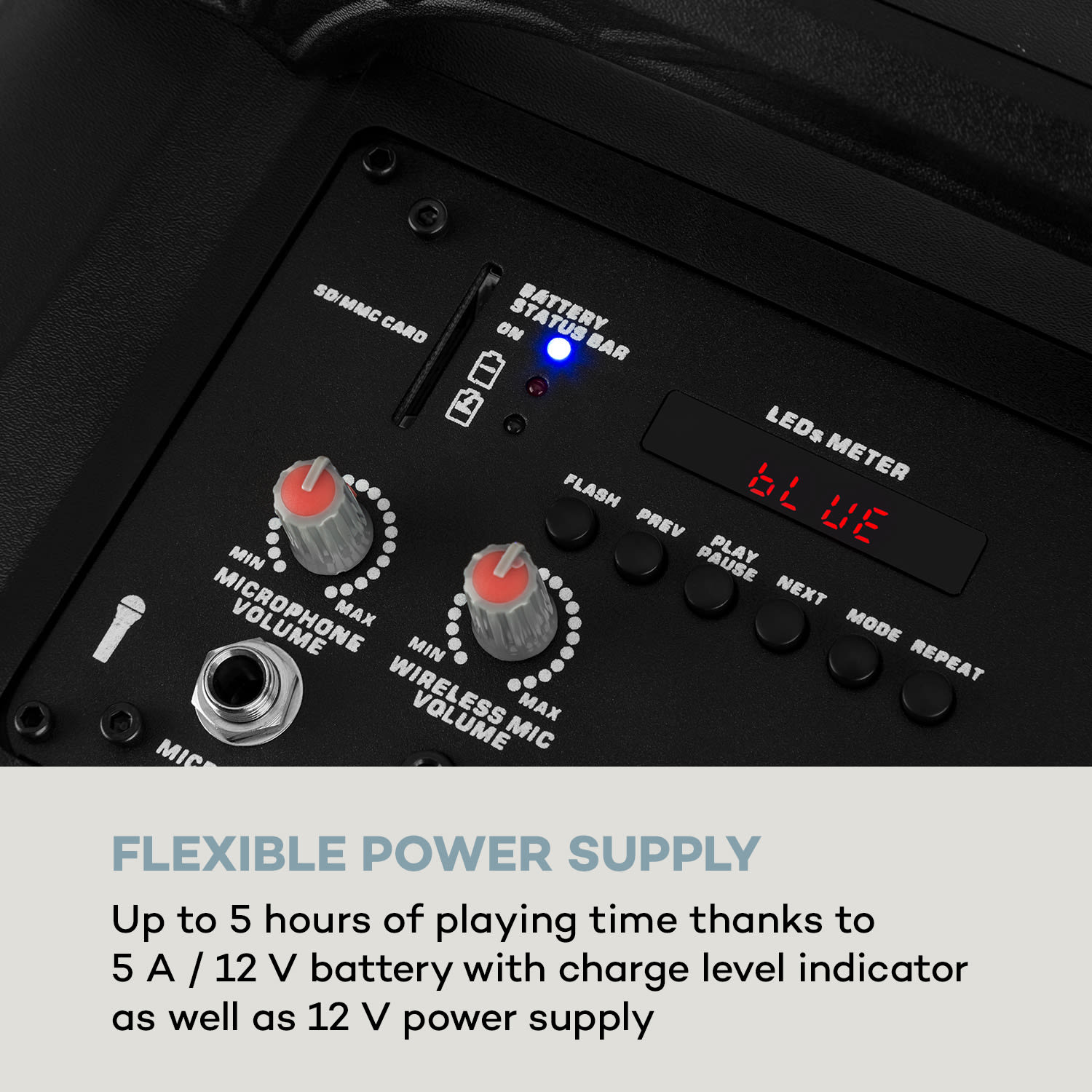 Auna Moving 80.1, LED PA systém, 8" subwoofer, max. 100 W, UHF mikrofon, USB, SD, BT, AUX, prenosný – Obrázok 5