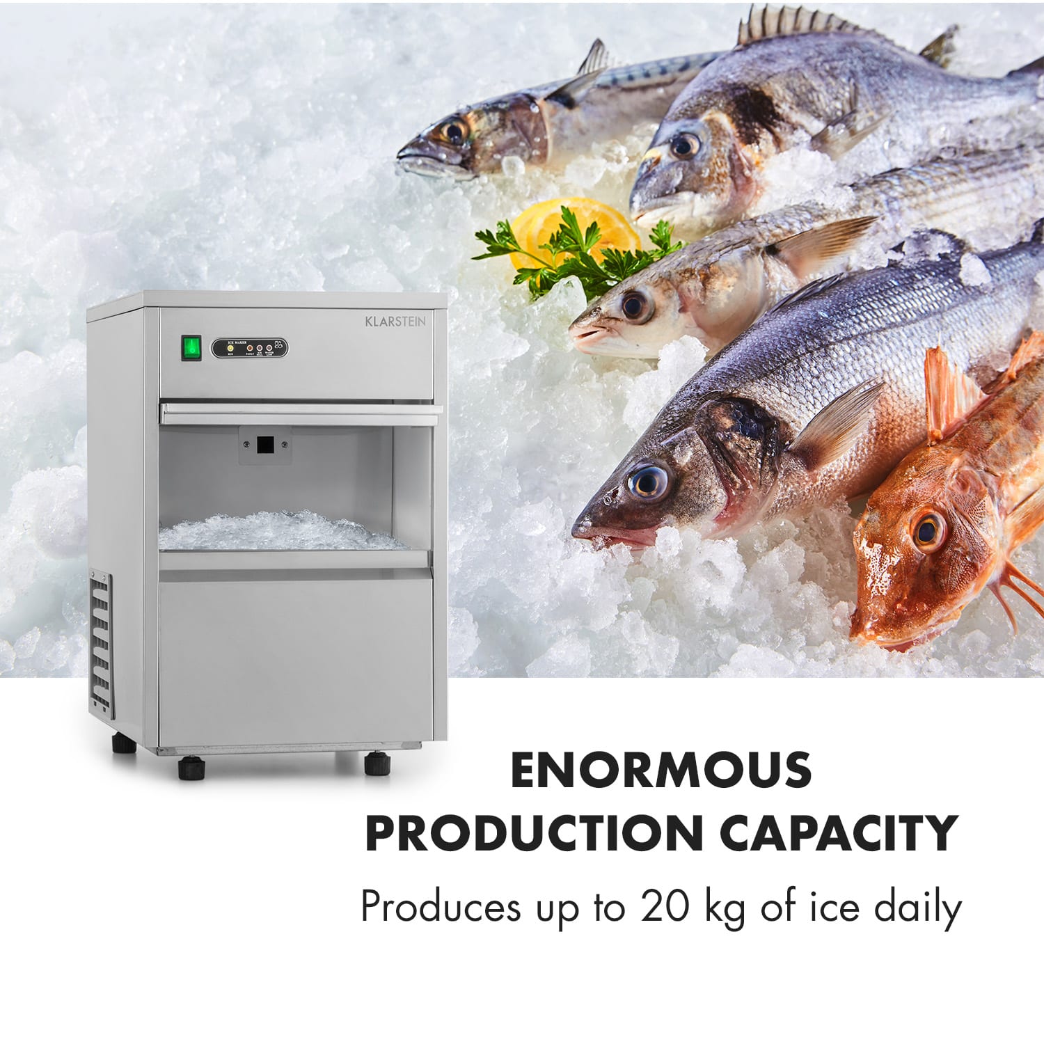 Klarstein Frostica, výrobník ľadu, 20 kg/24 hod., ušľachtilá oceľ, strieborný – Obrázok 3