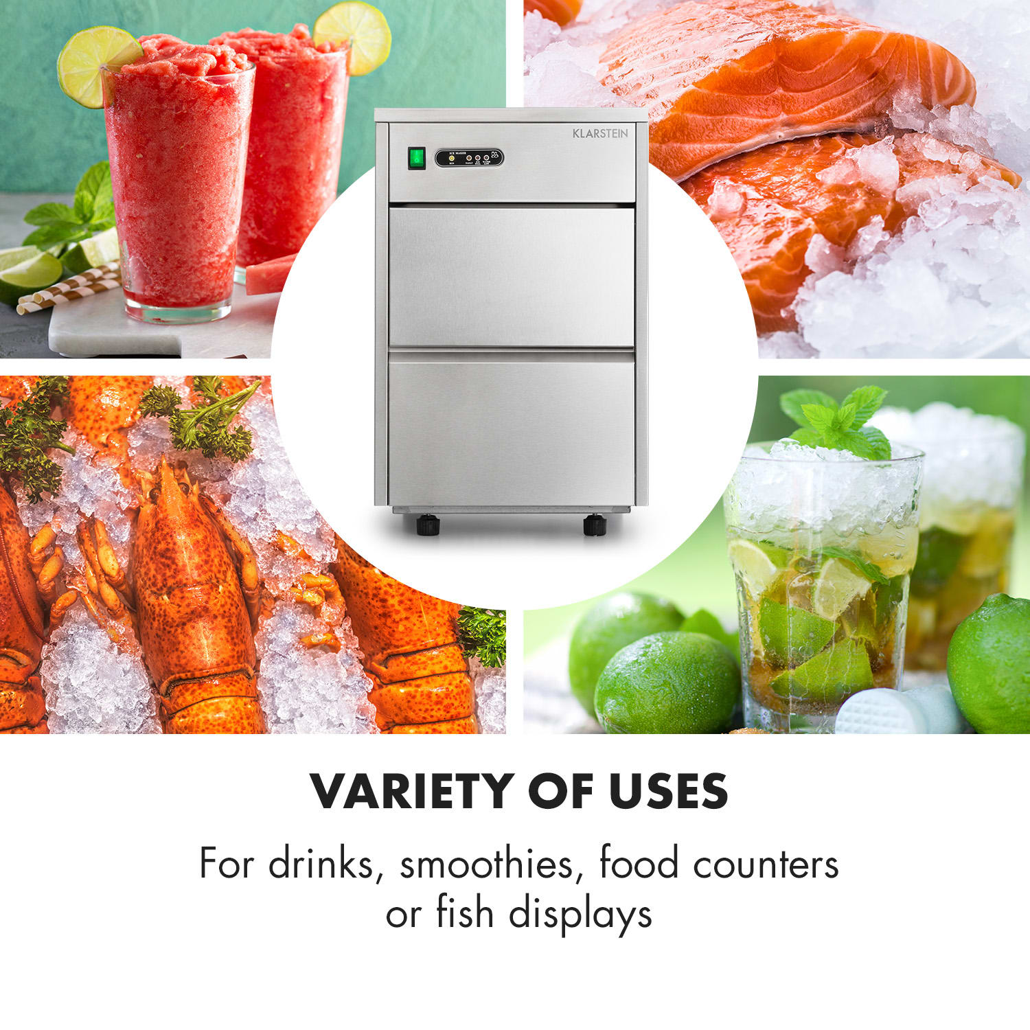 Klarstein Frostica, výrobník ľadu, 20 kg/24 hod., ušľachtilá oceľ, strieborný – Obrázok 4