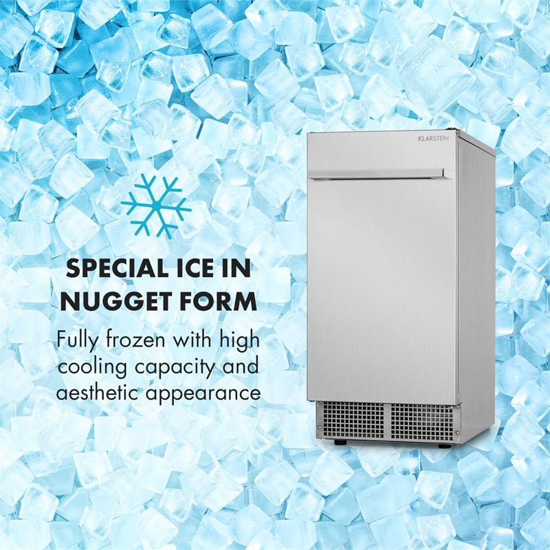 Klarstein Icetender, zariadenie na výrobu ľadu, nugety, 30 kg/24 hod., ušľachtilá oceľ, strieborné – Obrázok 3