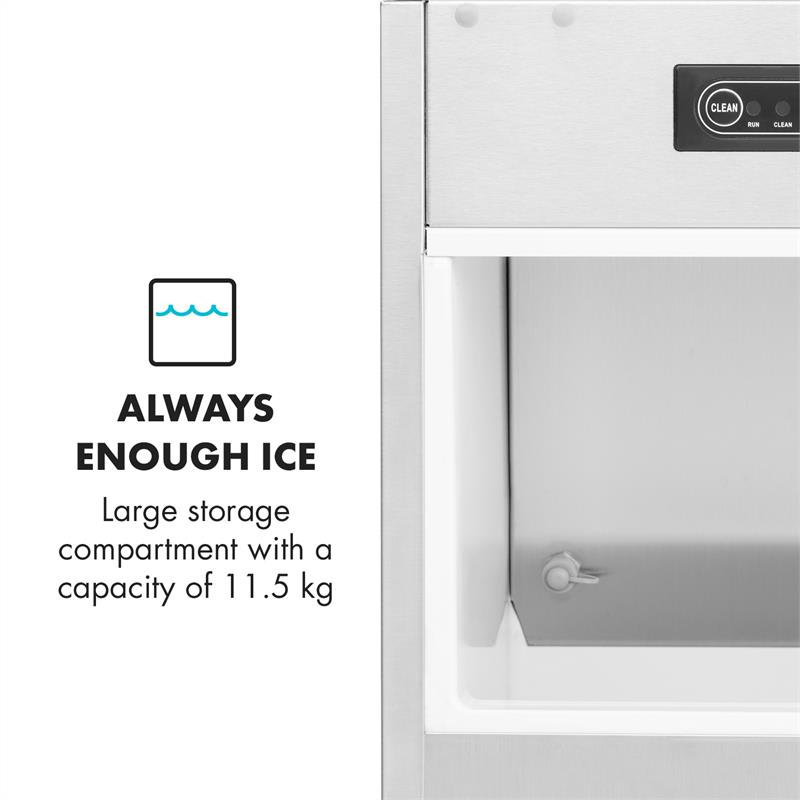 Klarstein Icetender, zariadenie na výrobu ľadu, nugety, 30 kg/24 hod., ušľachtilá oceľ, strieborné – Obrázok 5