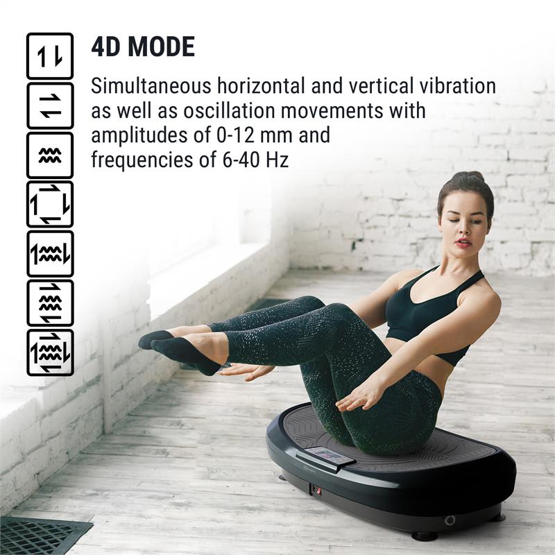 KLARFIT Vibe 4DX, vibračná plošina, 440 W, 10 režimov, 4DX TripleMotor, sivá – Obrázok 3