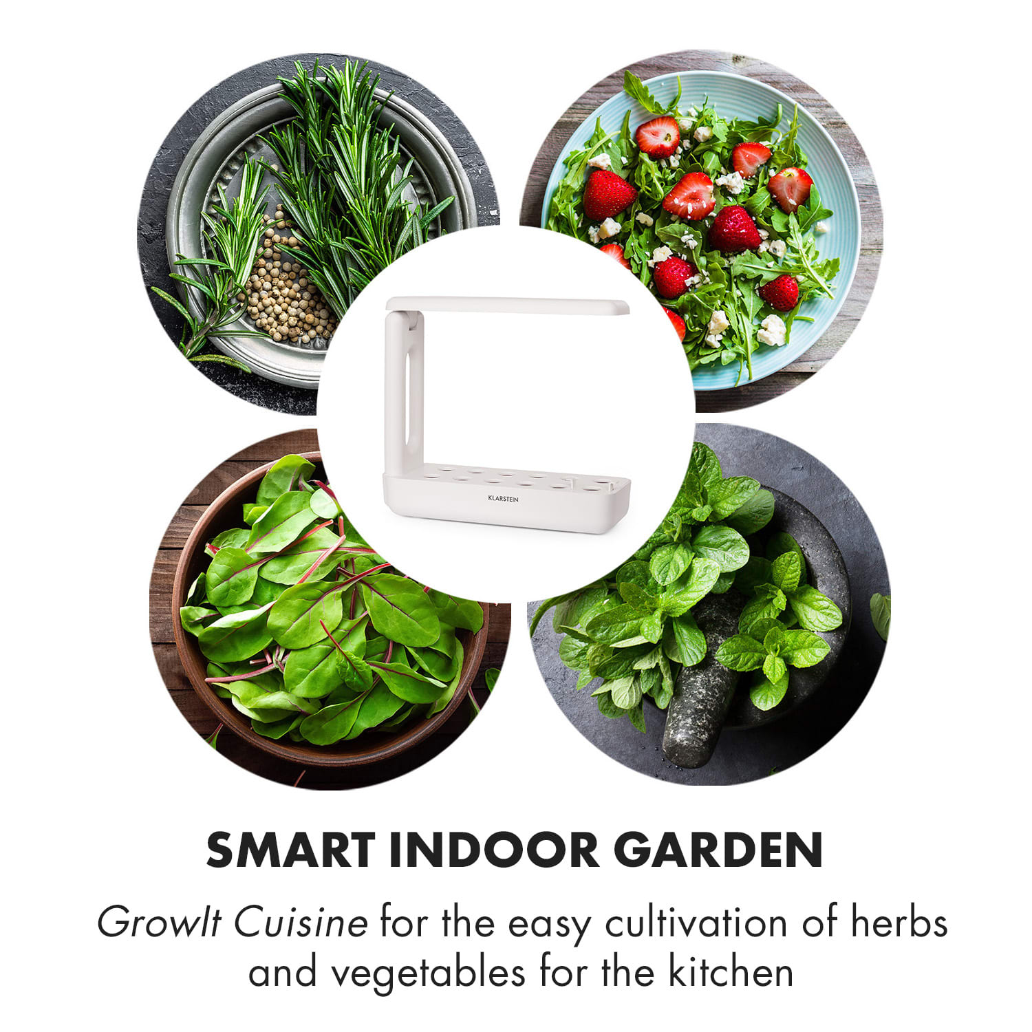 Klarstein GrowIt Cuisine, inteligentná domáca záhrada, 10 rastlín, 25 W LED, 2 litre – Obrázok 3