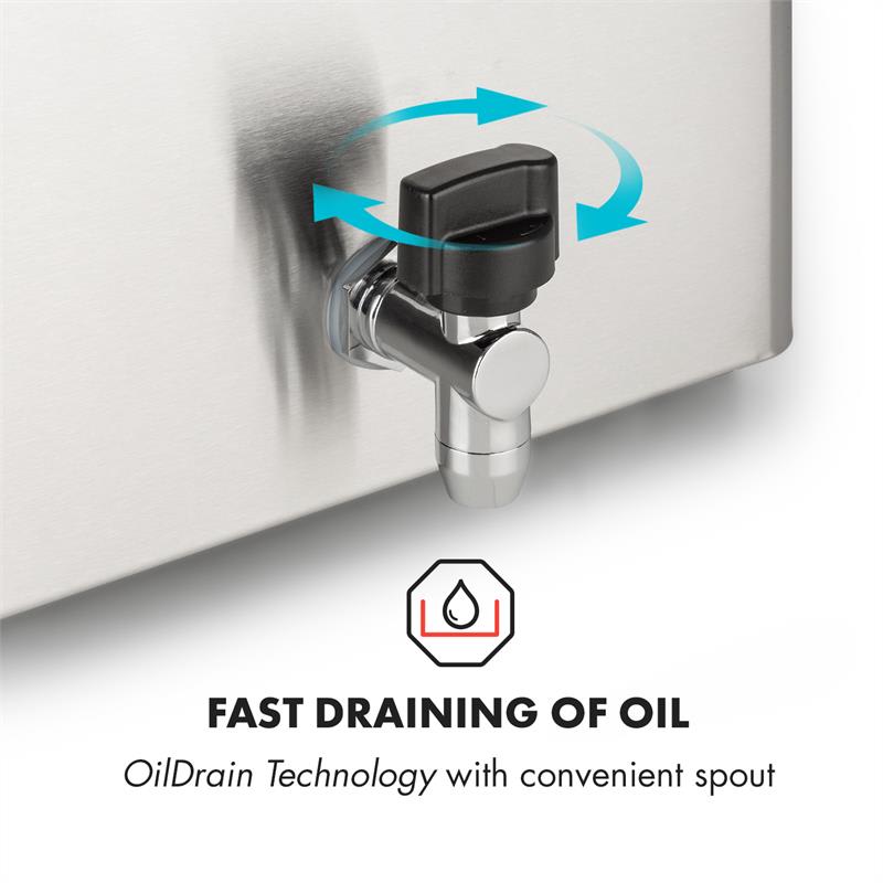 Klarstein Family Fry, fritéza, 3000 W, technológia Oil Drain, nehrdzavejúca oceľ, strieborná – Obrázok 4