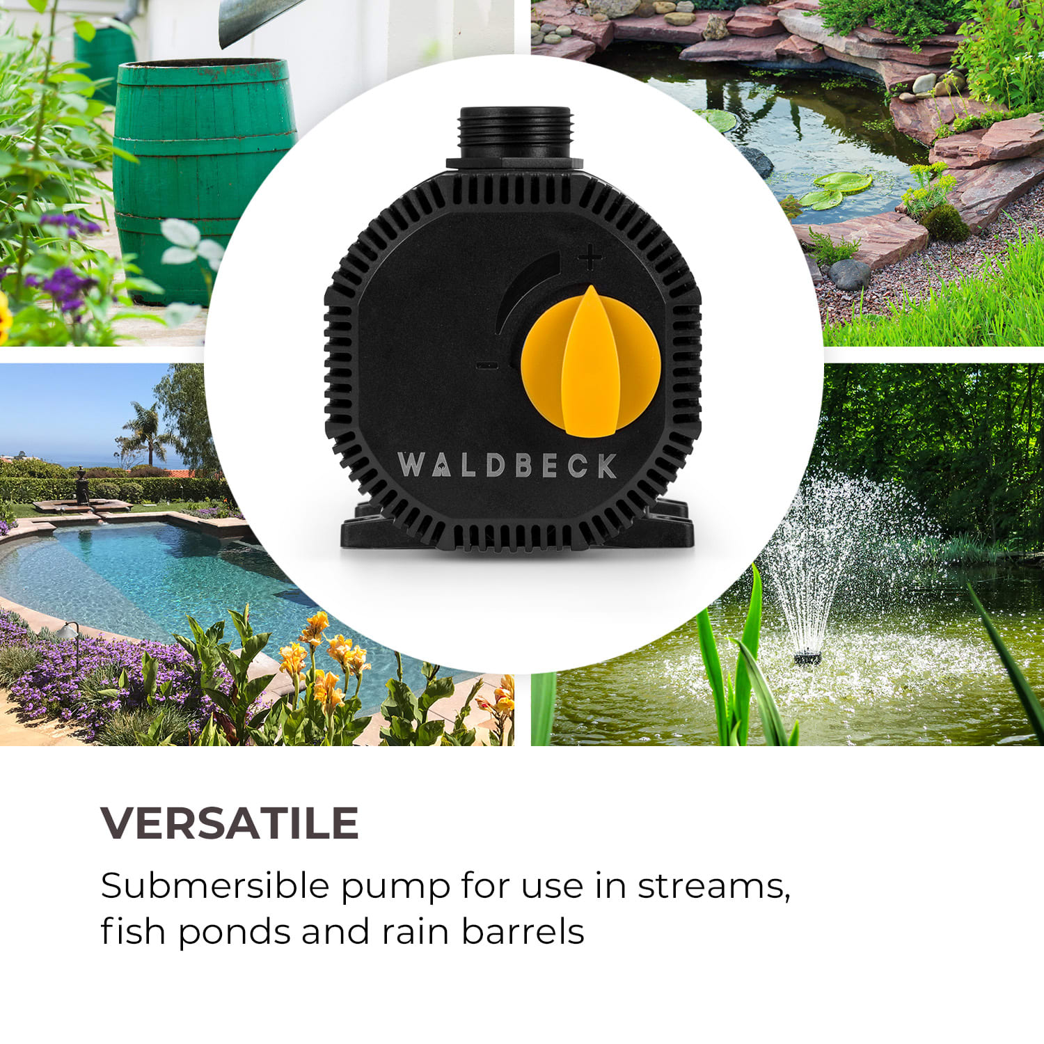 Waldbeck Nemesis T35, jazierkové čerpadlo, výkon 35 W, hĺbka čerpania 2 m, prietok 2300l/h