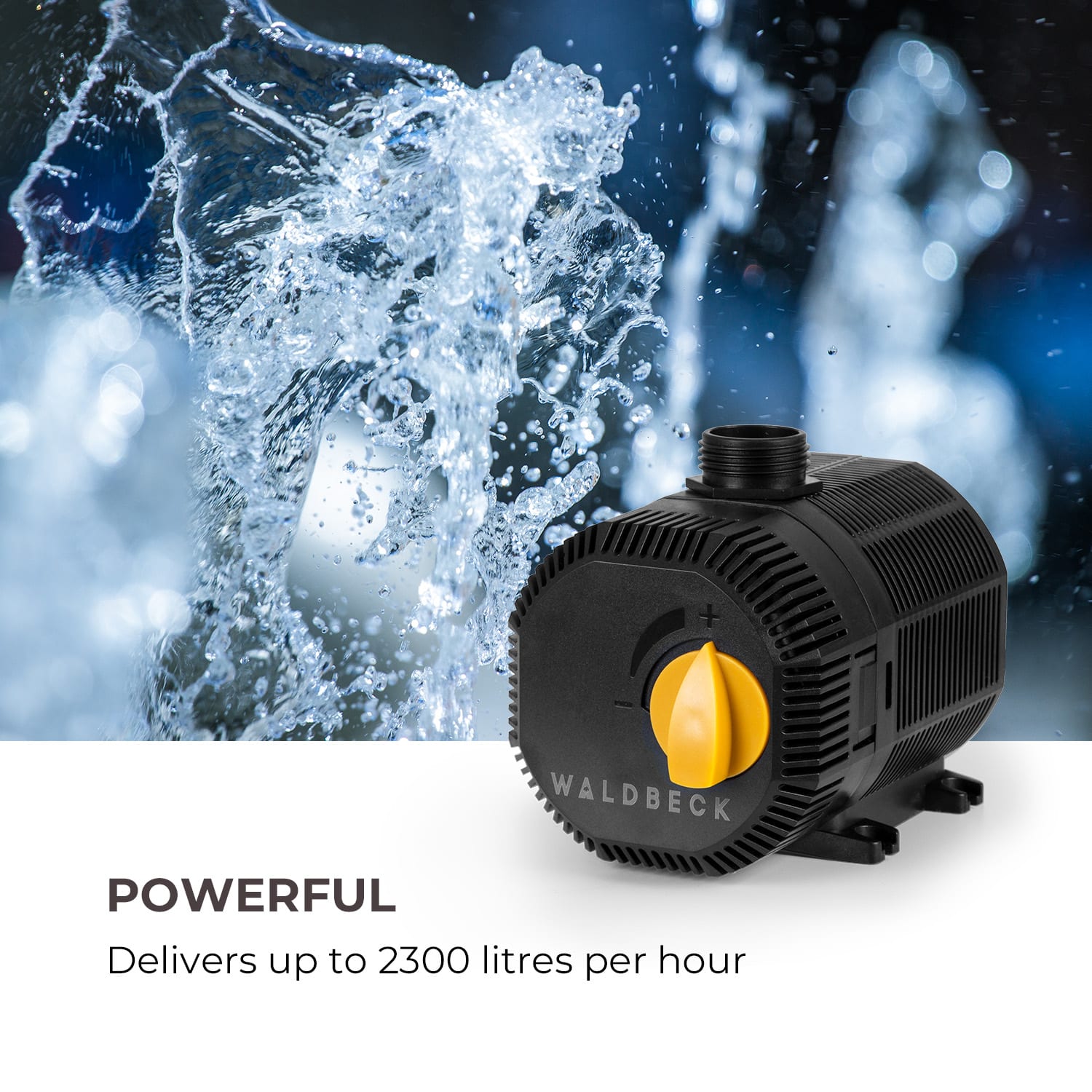 Waldbeck Nemesis T35, jazierkové čerpadlo, výkon 35 W, hĺbka čerpania 2 m, prietok 2300l/h – Obrázok 2