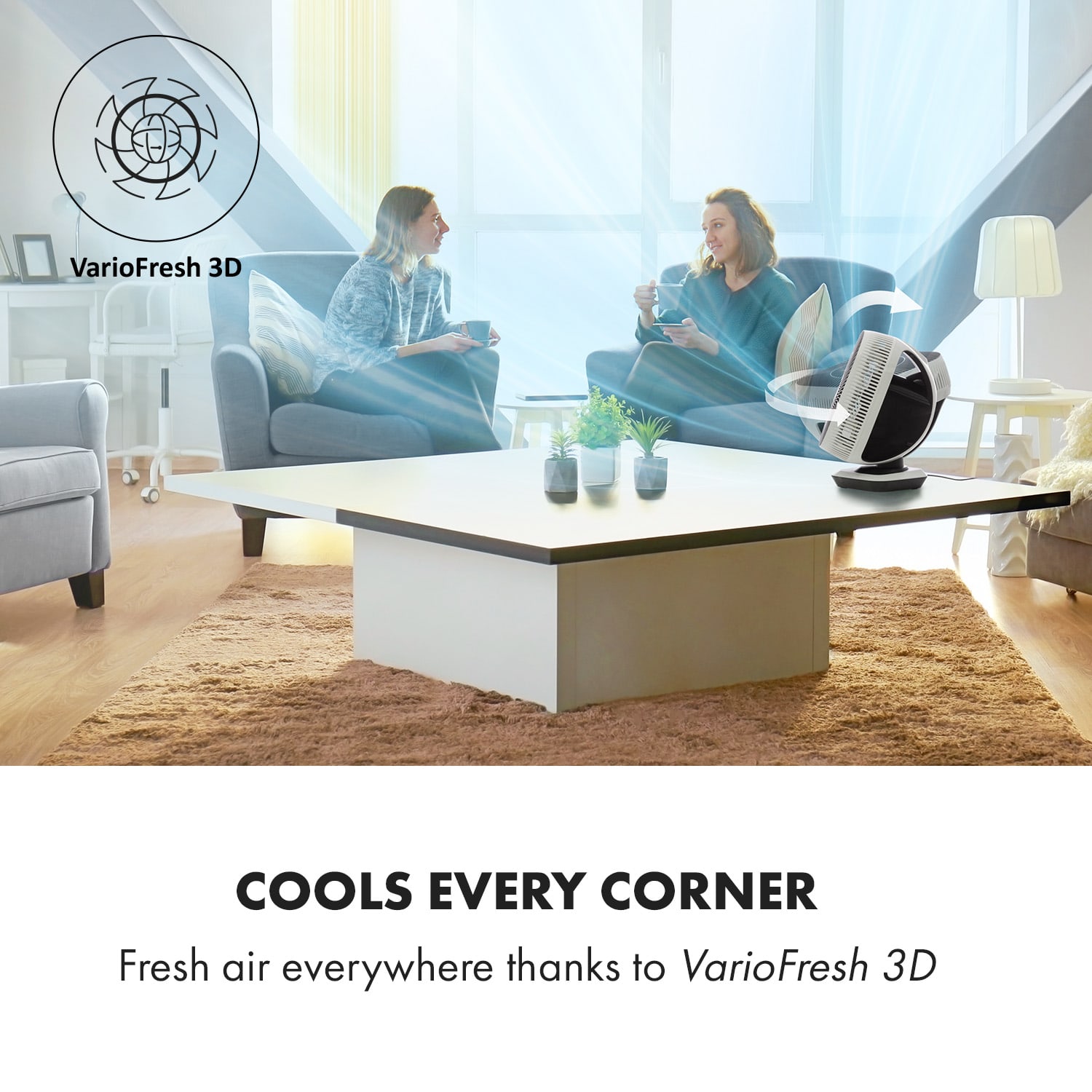 Klarstein Windmaster, ventilátor, 8 rýchlostných úrovní, VarioFresh 3D, 20 dB, biely