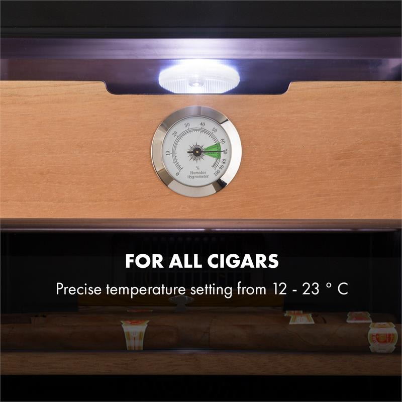 Klarstein El Presidente 48, humidor na cigary, 48 l, 4 police, cédrové drevo, strieborný – Obrázok 3