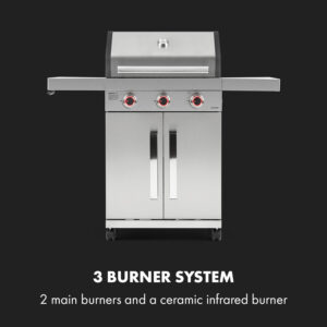Klarstein Vendetta 3.0 TI, plynový gril, 3 horáky, infračervený horák do 800 °C