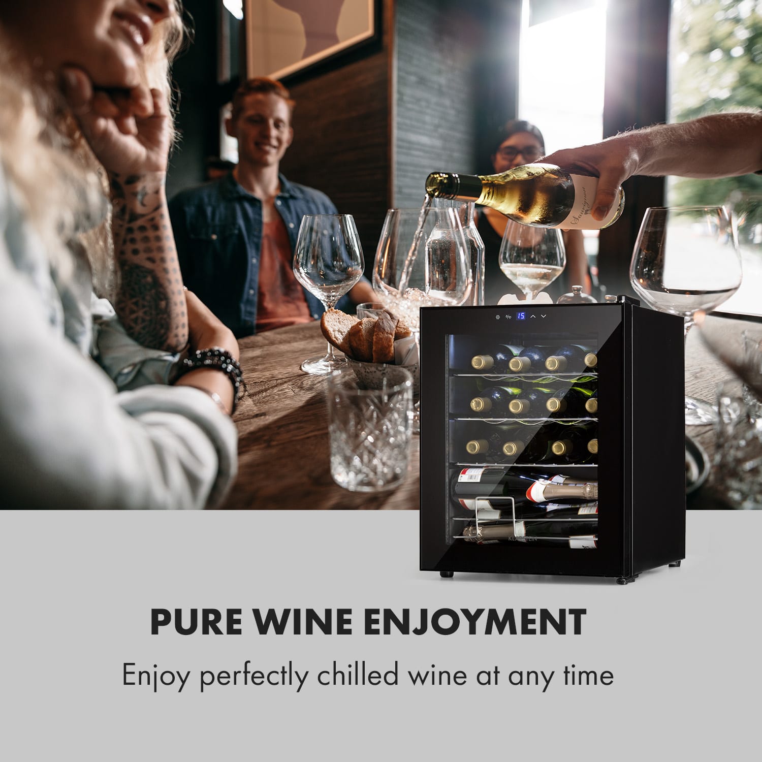 Klarstein Shiraz, vinotéka, 42 l, 131 W, 5-18°C, dotykový ovládací panel, čierna