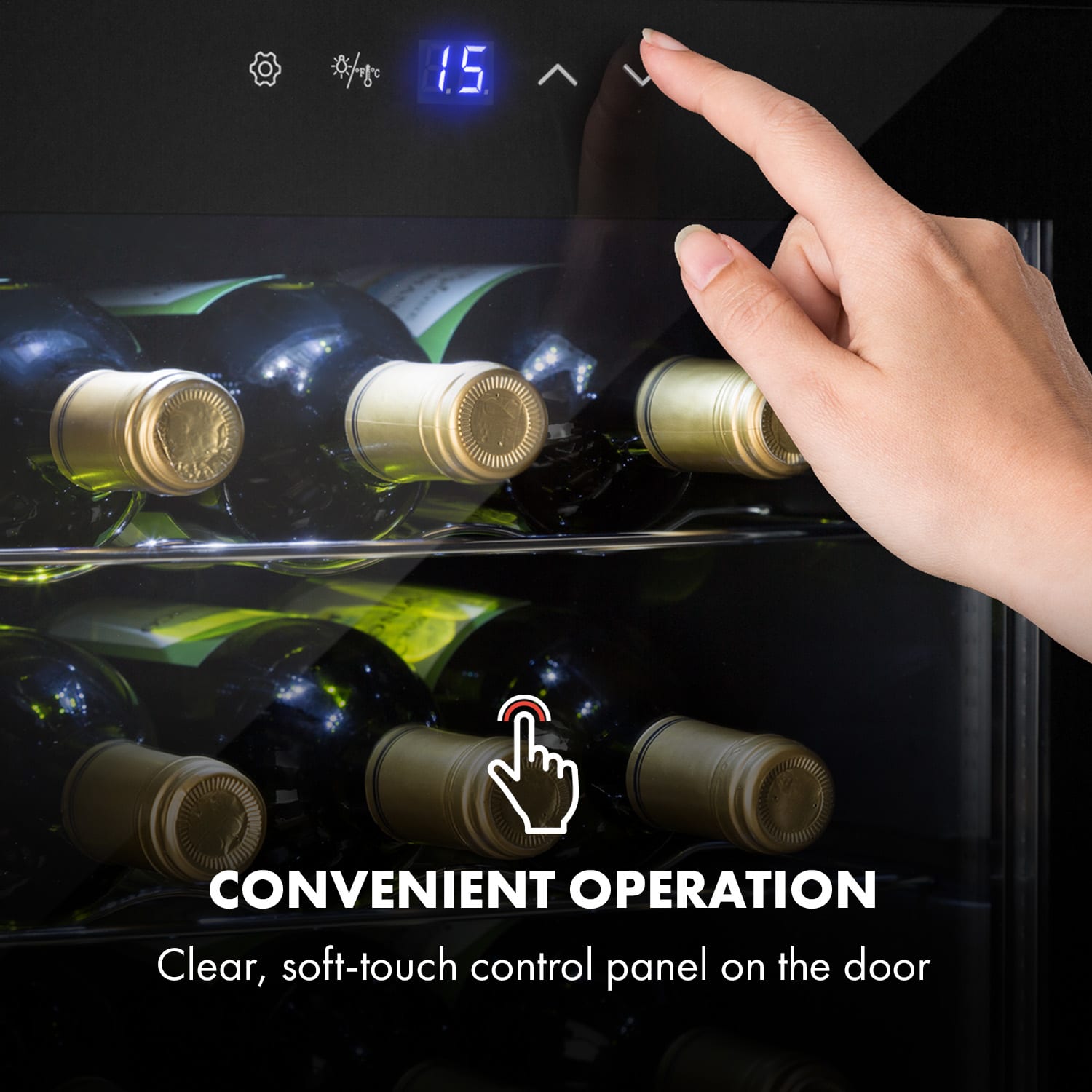 Klarstein Shiraz, vinotéka, 42 l, 131 W, 5-18°C, dotykový ovládací panel, čierna – Obrázok 5