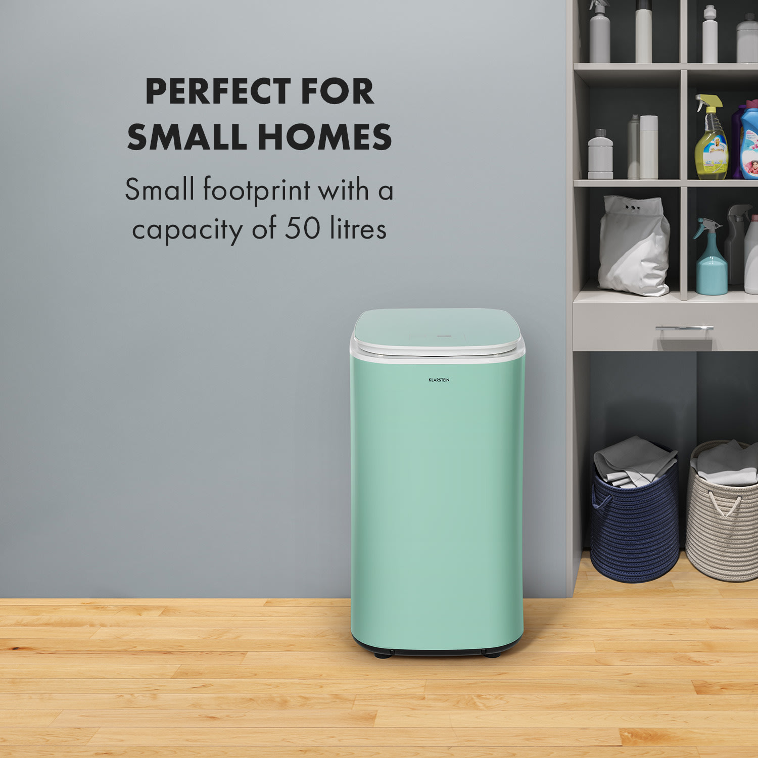 Klarstein Zap Dry, sušička bielizne, 820 W, 50 l, dotykový ovládací panel, LED displej, zelená – Obrázok 2