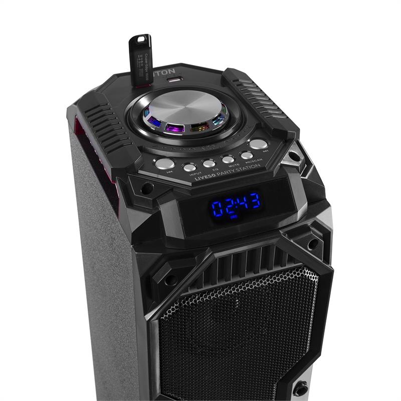 Fenton LIVE50, párty stanica, 400 W max, 2 USB porty, BT, diaľkový ovládač, čierny – Obrázok 3