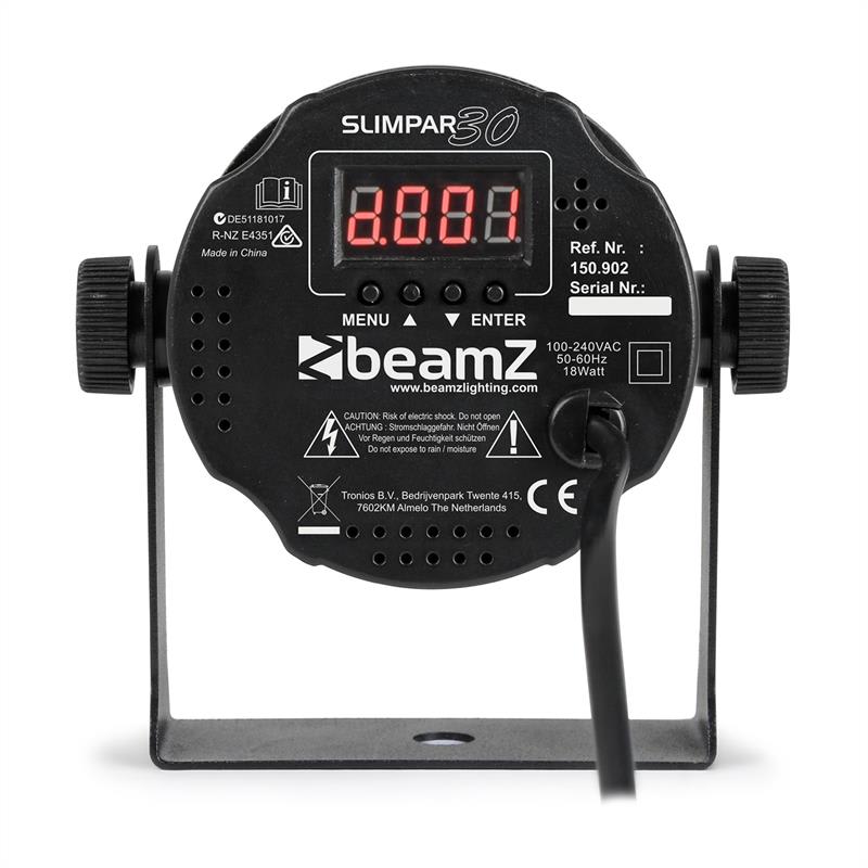 Beamz SlimPar 30, LED reflektor, 6 x 3 W 3 v 1 RGB LED diódy, diaľkový ovládač, čierny