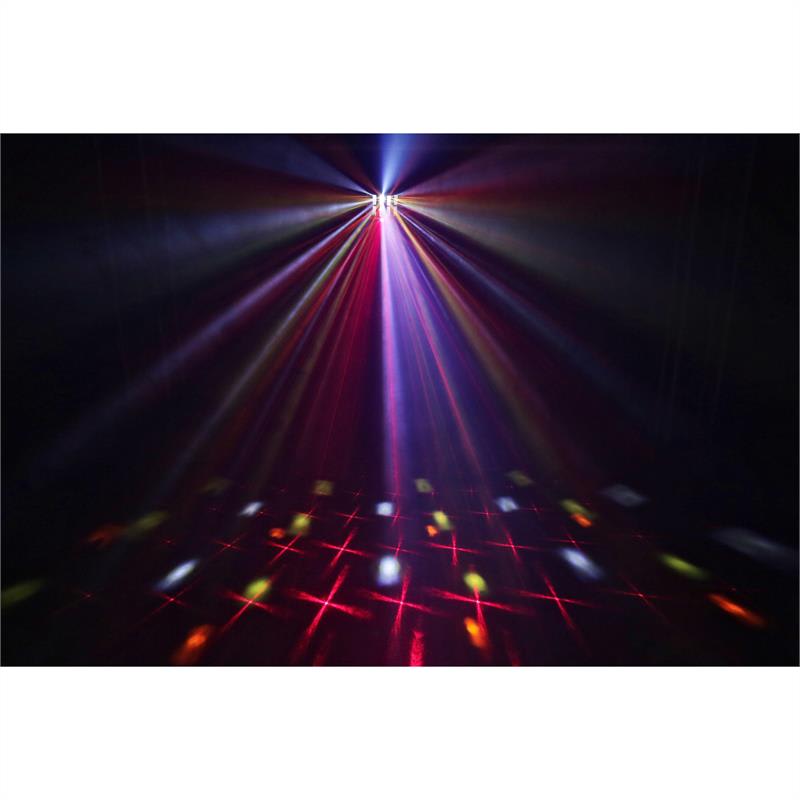 Beamz Magic 2, derby, R/G laser, stroboskop/UV svetelný efekt, 9 DMX kanálov, čierna