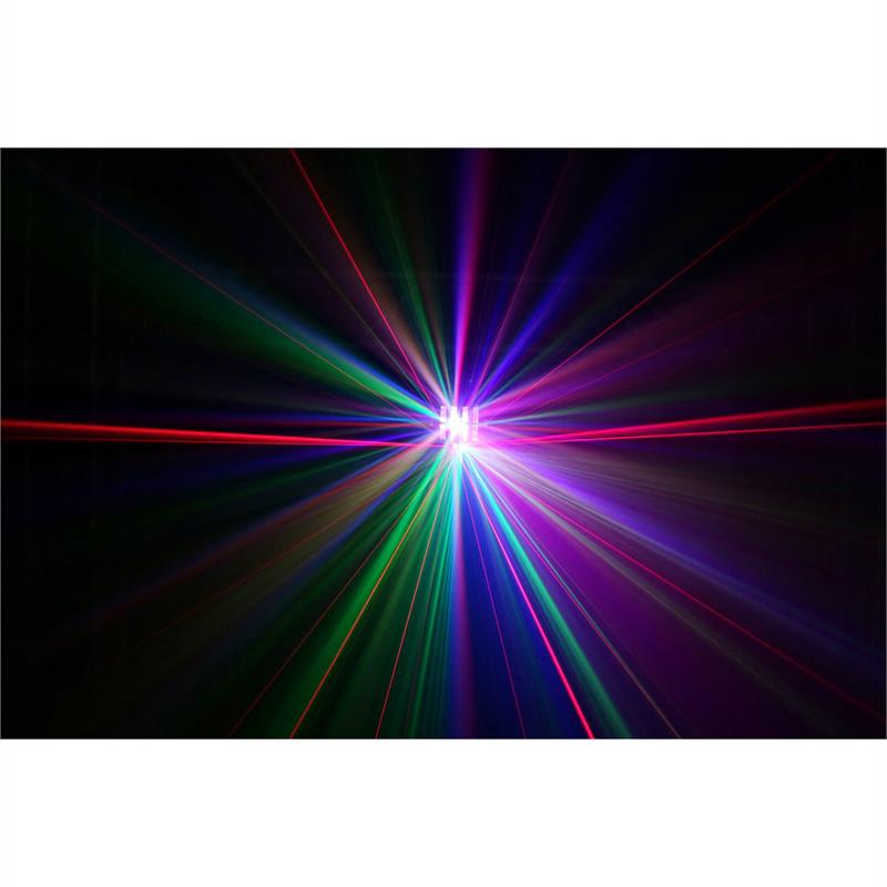 Beamz Magic 2, derby, R/G laser, stroboskop/UV svetelný efekt, 9 DMX kanálov, čierna – Obrázok 4