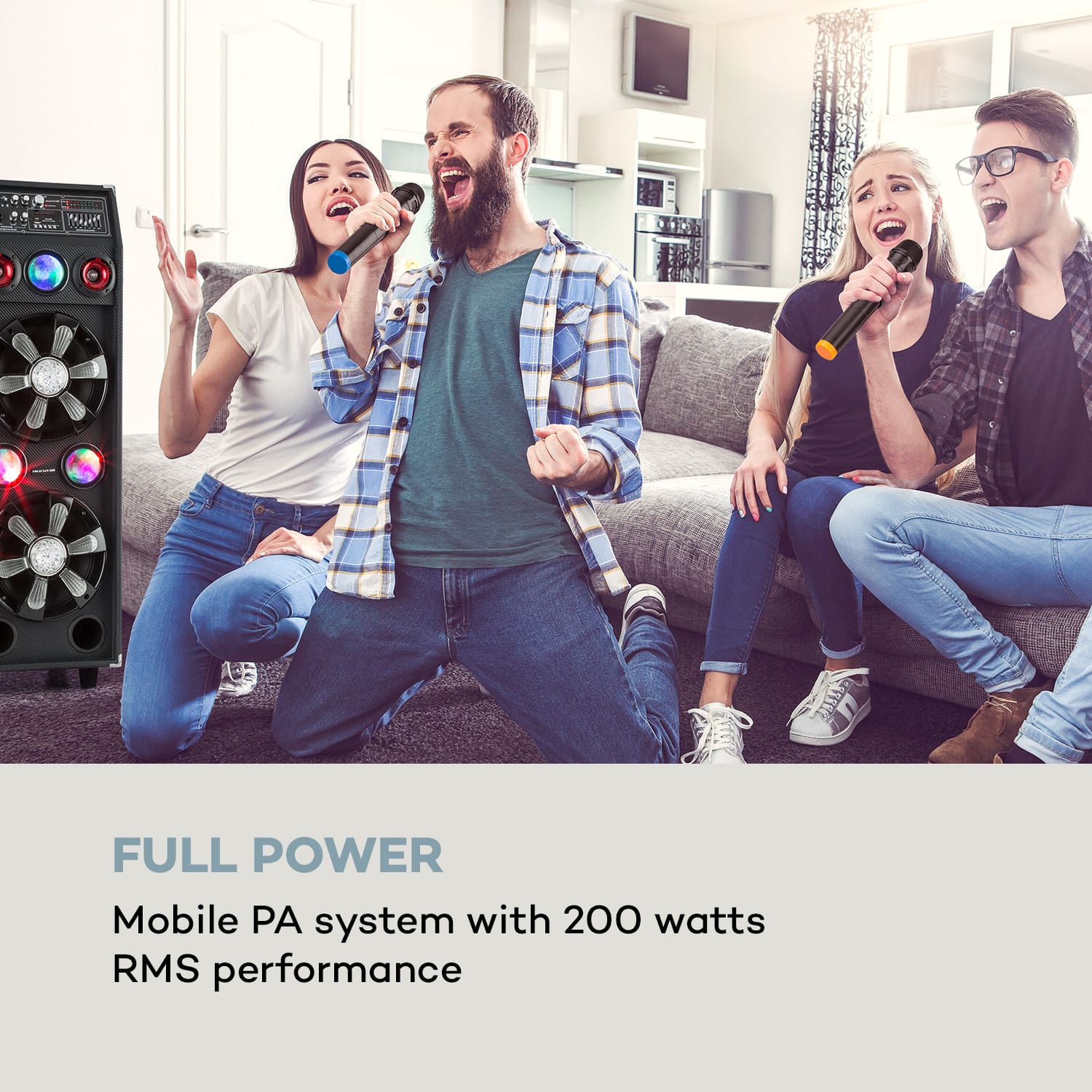 Auna Pro DisGo Box 2100, PA systém, 60 W RMS, BT, SD slot, LED diódy, USB, akumulátor, čierny