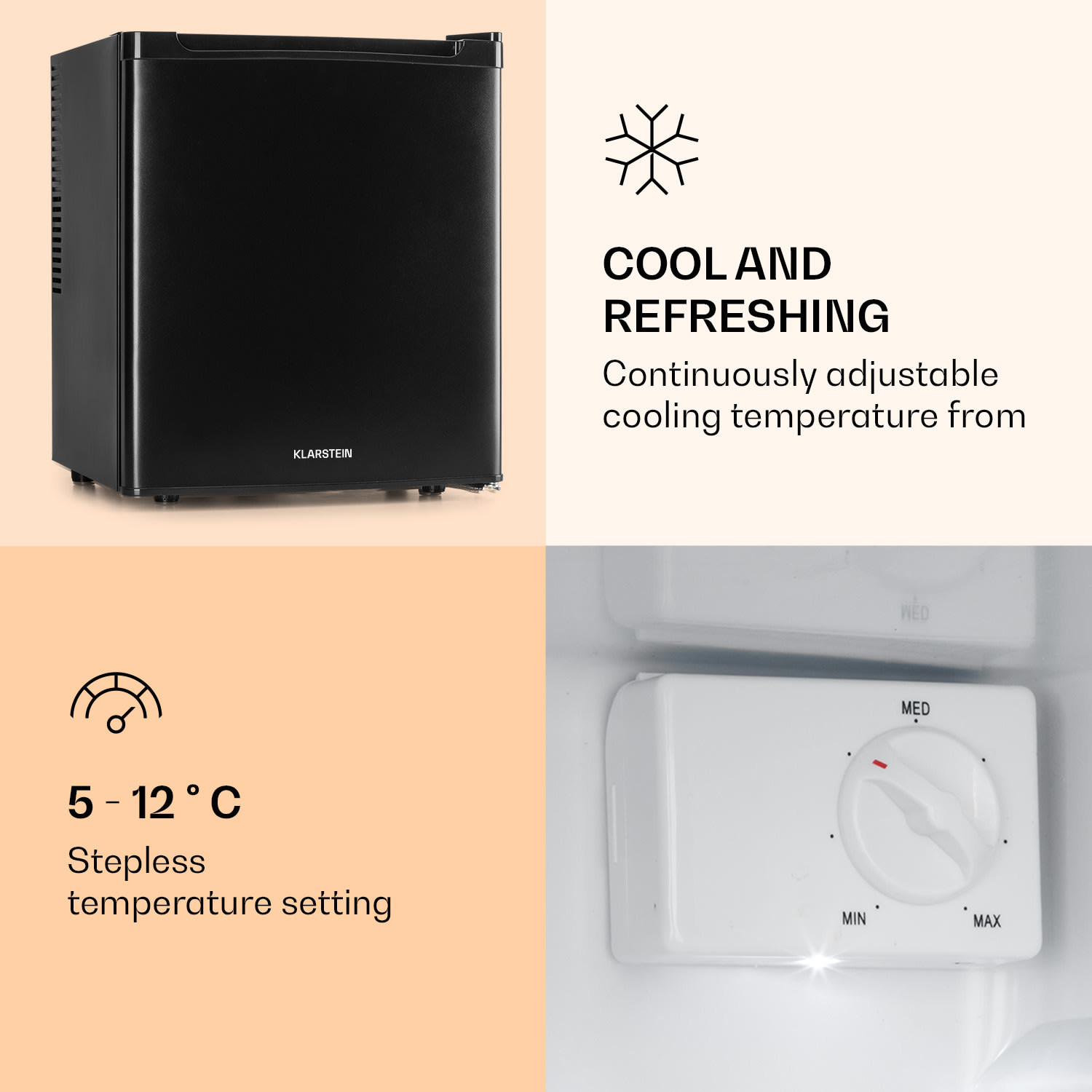 Klarstein CoolTour 36, chladnička na nápoje, 36 l, 70 W, 5 – 12 °C, 39 dB, čierna – Obrázok 3