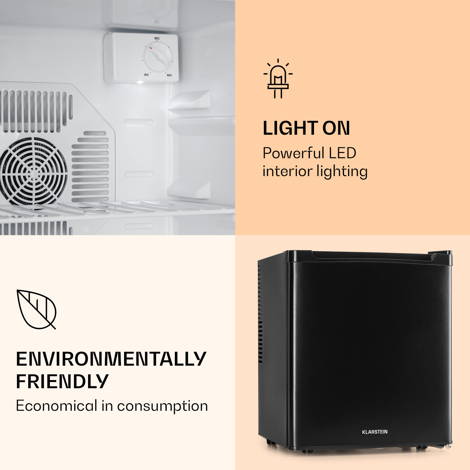 Klarstein CoolTour 36, chladnička na nápoje, 36 l, 70 W, 5 – 12 °C, 39 dB, čierna – Obrázok 5
