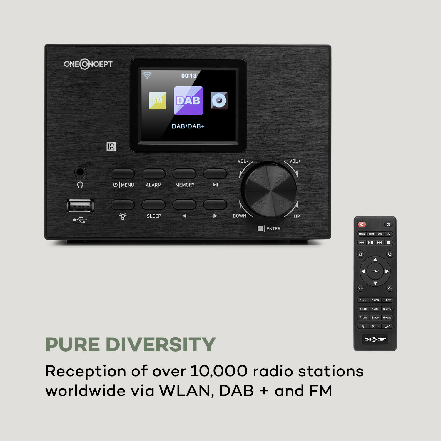 OneConcept Streamo, stereo systém s internetovým rádiom, WLAN, DAB+, FM, CD prehrávač, BT, čierny – Obrázok 2