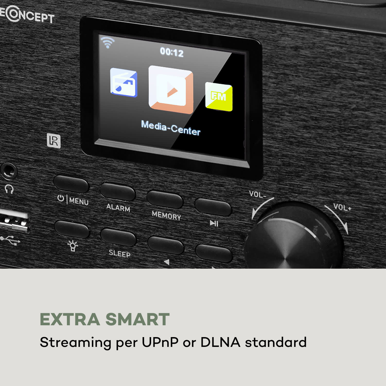 OneConcept Streamo, stereo systém s internetovým rádiom, WLAN, DAB+, FM, CD prehrávač, BT, čierny – Obrázok 5