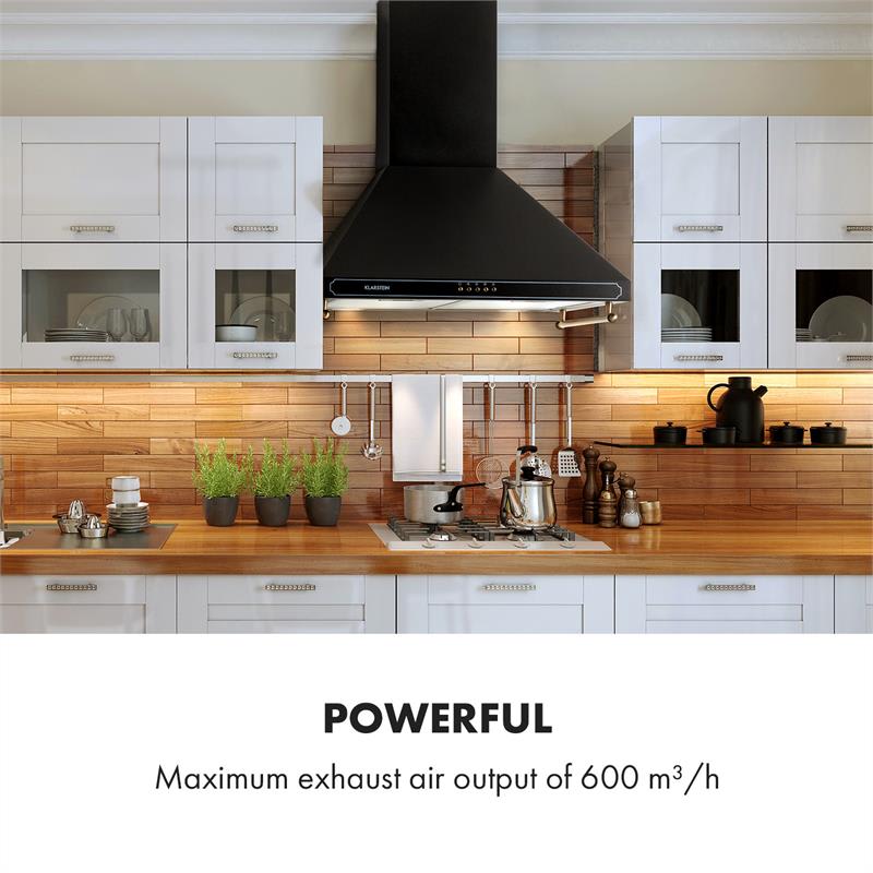 Klarstein Victoria, digestor, 60 cm, retro dizajn, 645 m³/h, 2 LED svetlá, čierny – Obrázok 4