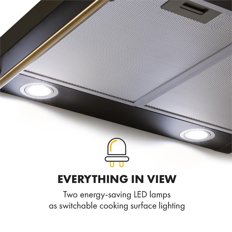 Klarstein Victoria, digestor, 60 cm, retro dizajn, 645 m³/h, 2 LED svetlá, čierny – Obrázok 5