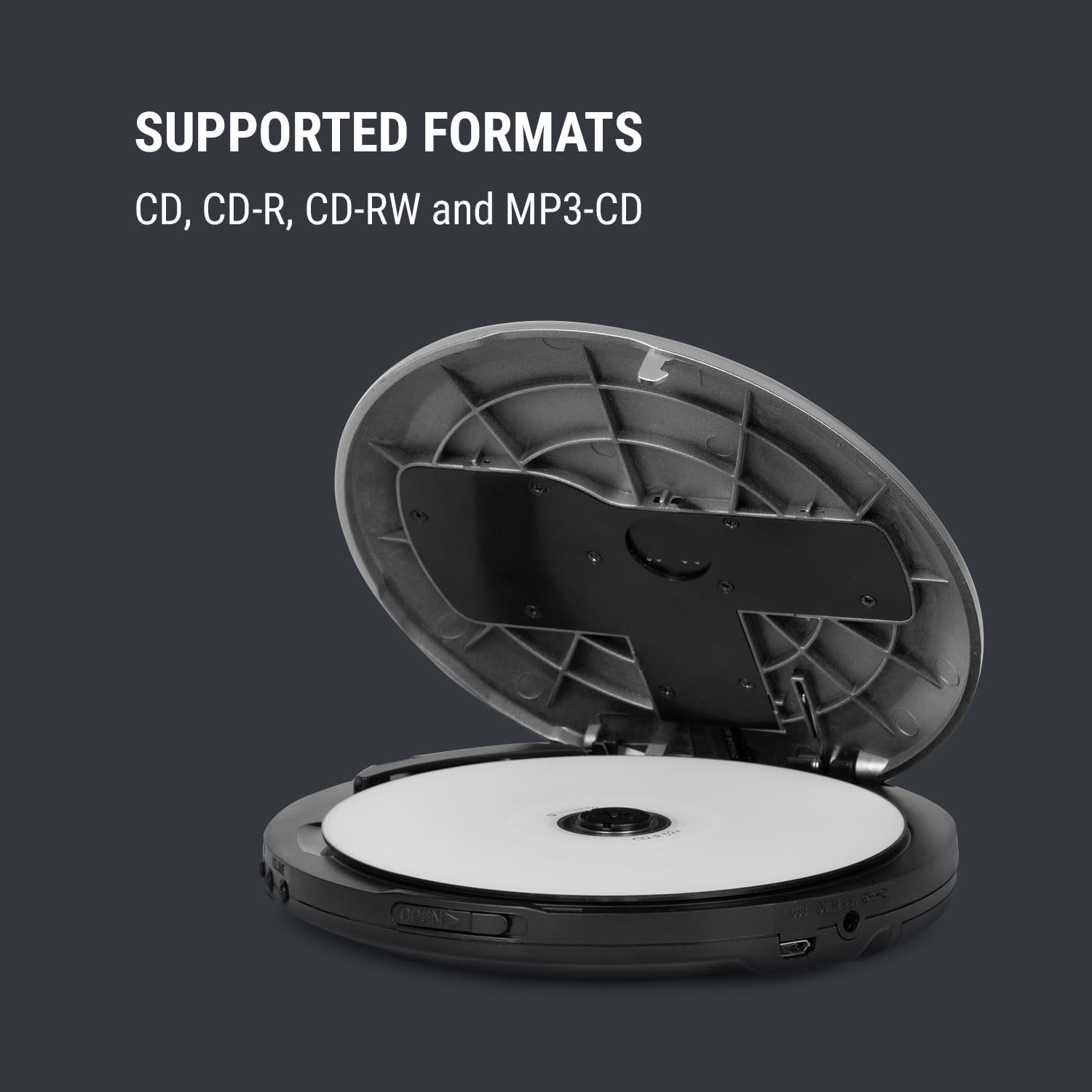 OneConcept CDC 100 BT, discman, BT funkcia, LCD, ASP, 2 x 1,5 V, strieborný – Obrázok 4
