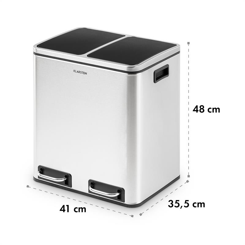 Klarstein Trash Gordon, pedálový odpadkový kôš, 30 l/2 x 15 l, tichý, PP, ušľachtilá oceľ, kartáčovaná – Obrázok 5