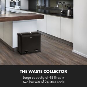 Klarstein Johnny Trash, pedálový odpadkový kôš, 48 l/2 x 24 l, PP, ušľachtilá oceľ, čierny