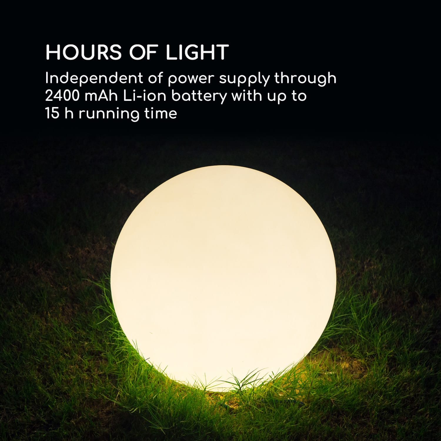 Blumfeldt Loomy L, guľová lampa, Ø 40 cm, 16 LED farieb, 4 svetelené režimy, IP68, diaľkový ovládač, akumulátor, biela – Obrázok 4