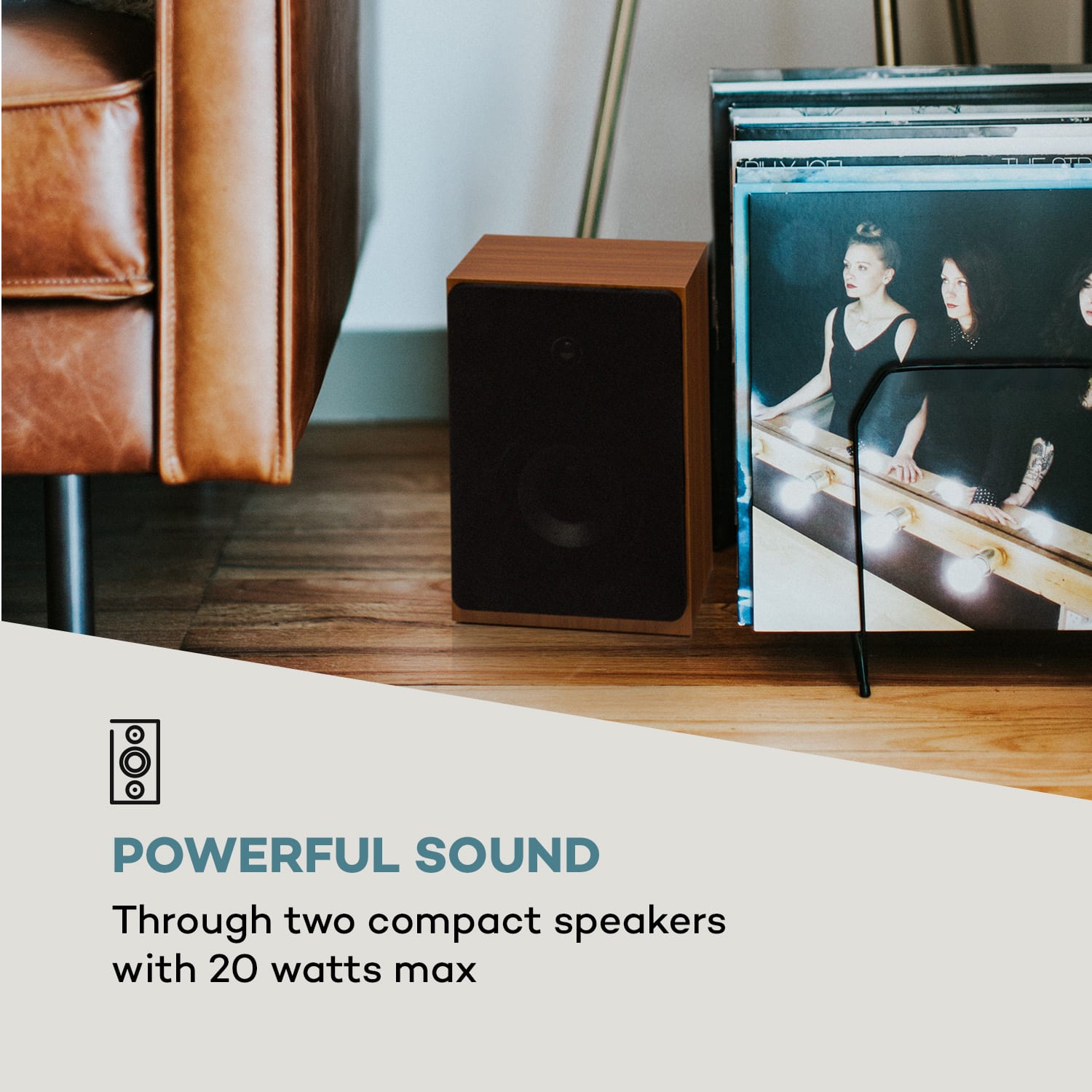 Auna Oxford, retro stereo systém, DAB+/FM rádio, BT funkcia, vinyl, CD, AUX, champagne – Obrázok 5
