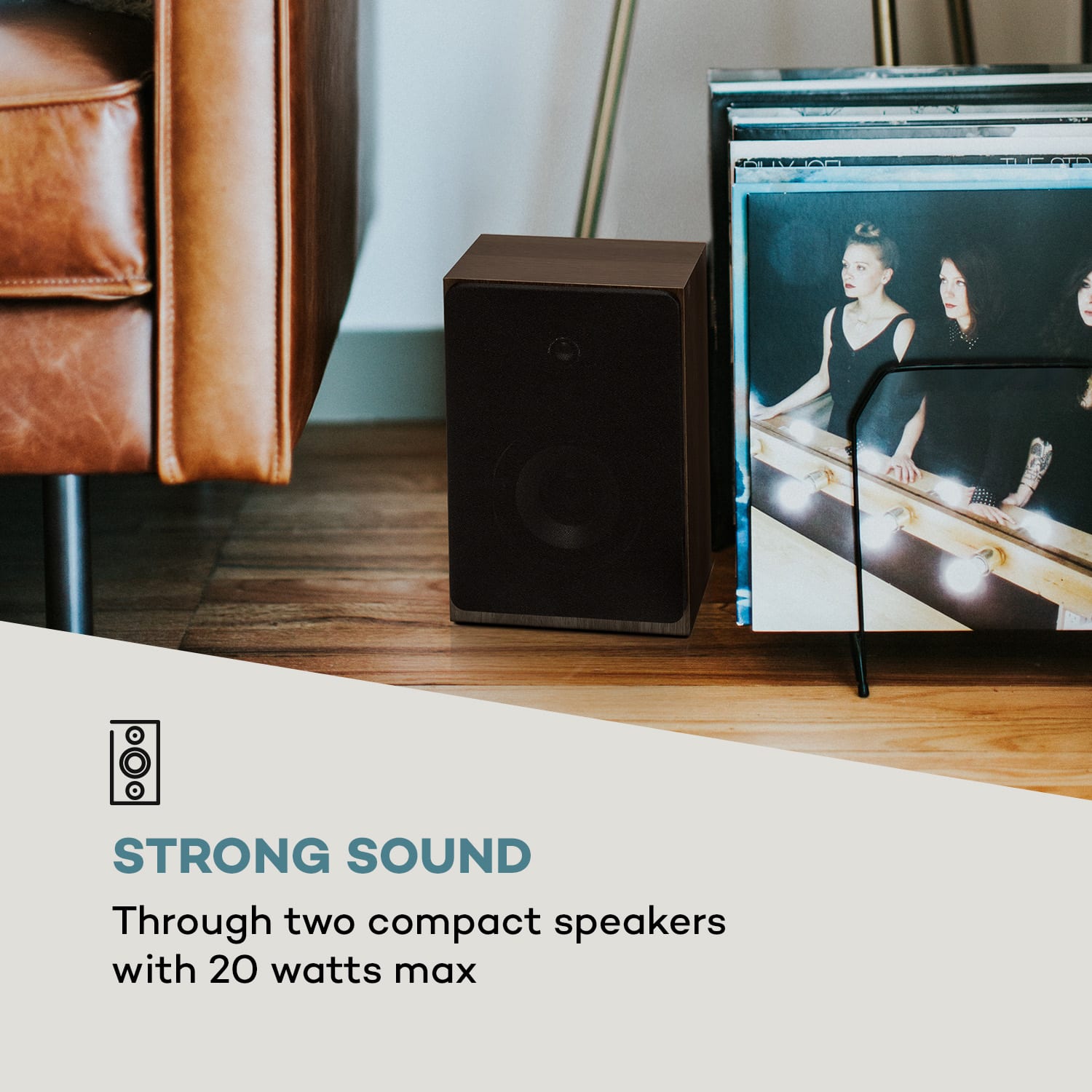 Auna Oxford, retro stereo systém, DAB+/FM rádio, BT funkcia, vinyl, CD, AUX, tmavosivý – Obrázok 5