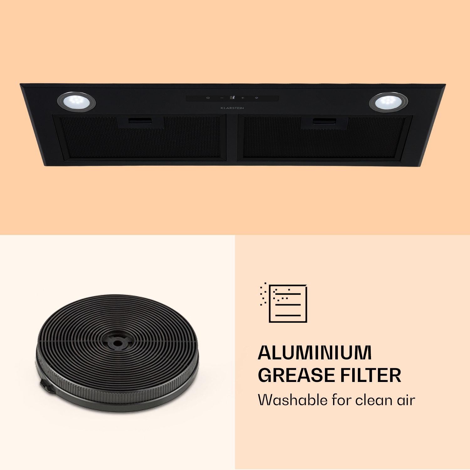 Klarstein Paolo, digestor, 72,5 cm, vstavaný, 600 m³/h, LED, čierny – Obrázok 5