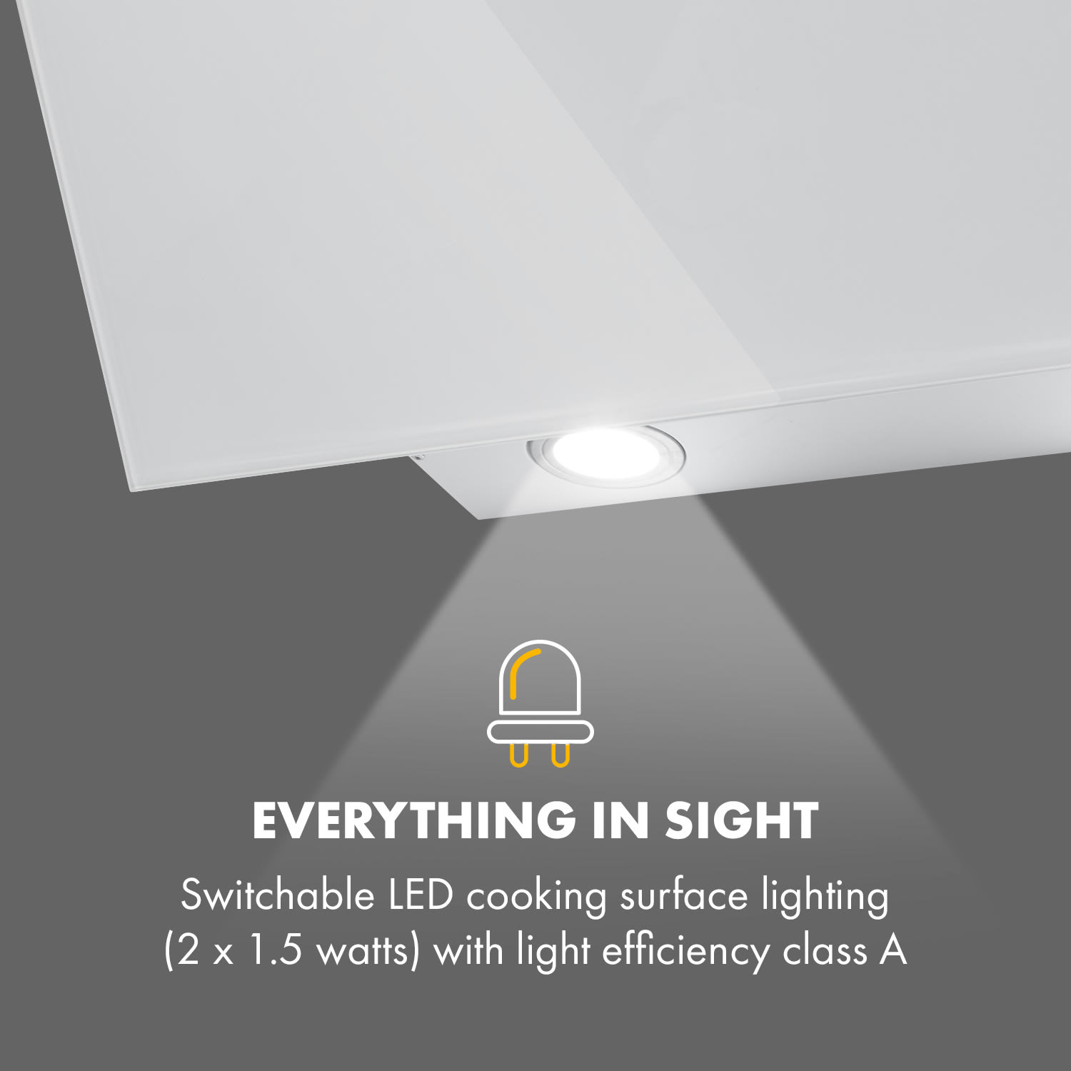 Klarstein Laurel 60, digestor, 60 cm, nástenný, 350 m³/h, LED dotykový panel, biely – Obrázok 5