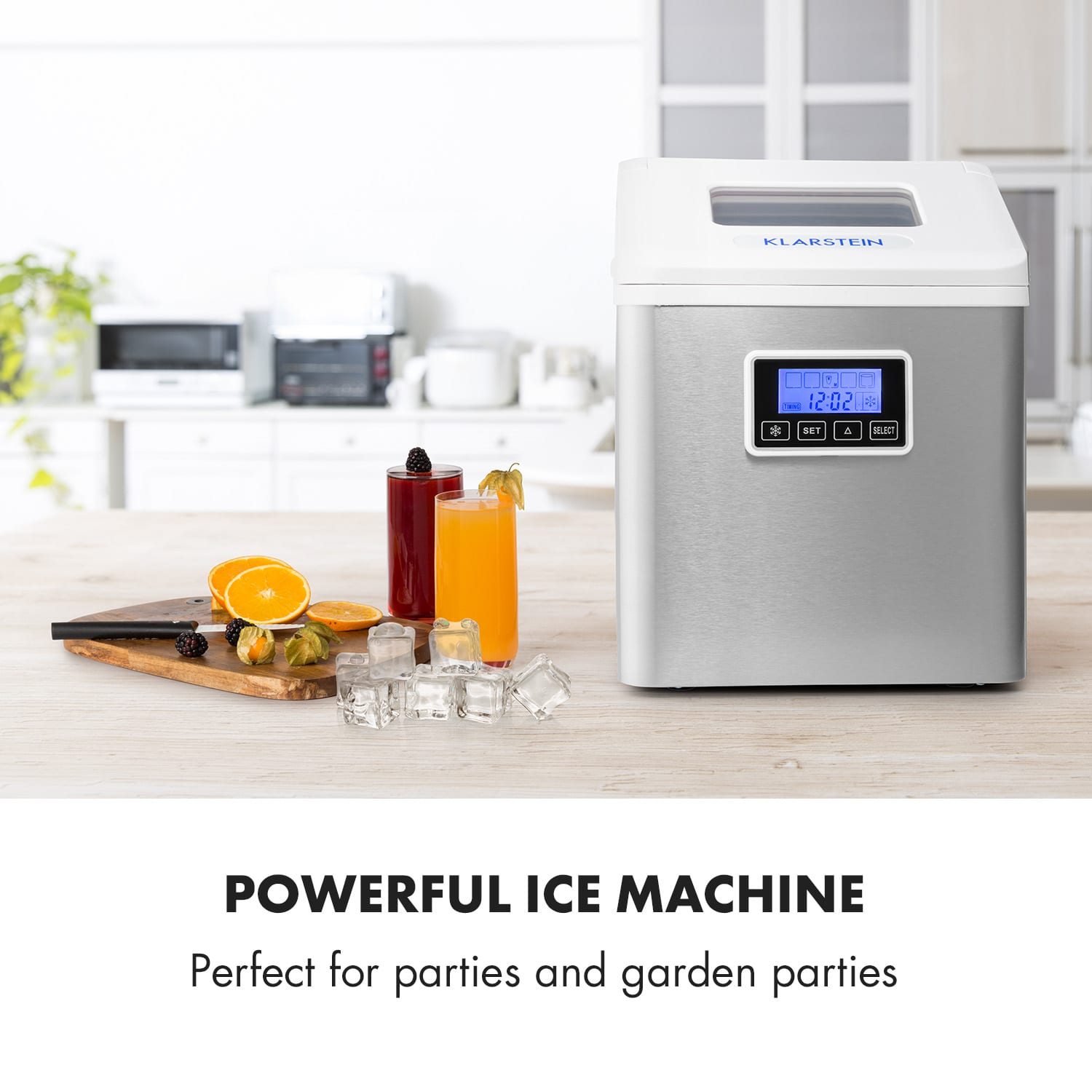 Klarstein Clearcube LCD, výrobník ľadu, priehľadný ľad, 15 – 20 kg/24 hod., biely