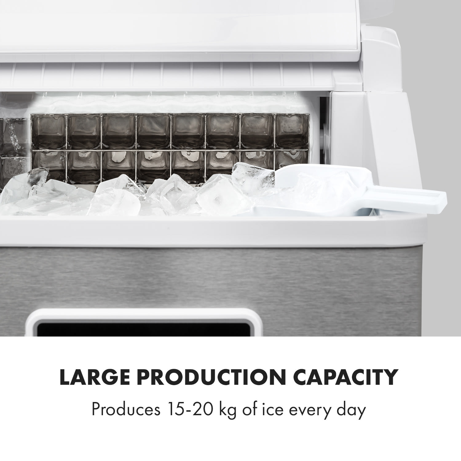 Klarstein Clearcube LCD, výrobník ľadu, priehľadný ľad, 15 – 20 kg/24 hod., biely – Obrázok 2