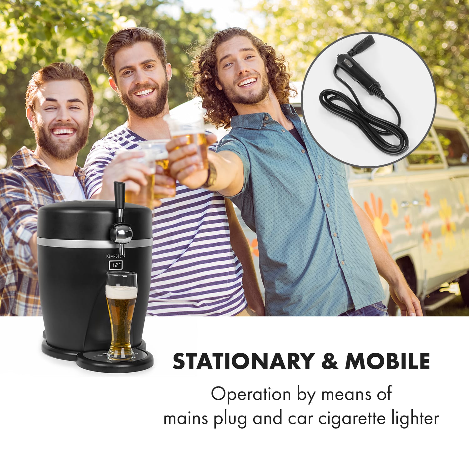 Klarstein Tap2Go, mobilné čapovacie zariadenie 2 v 1, s chladničkou na nápoje, 5 l/13 l, čierne