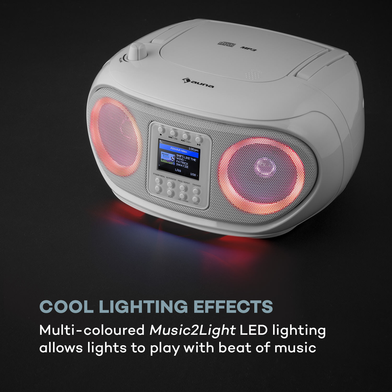 Auna Roadie Smart, boombox, internetové rádio, DAB/DAB+, FM, CD prehrávač, LED, WiFi, bluetooth – Obrázok 3
