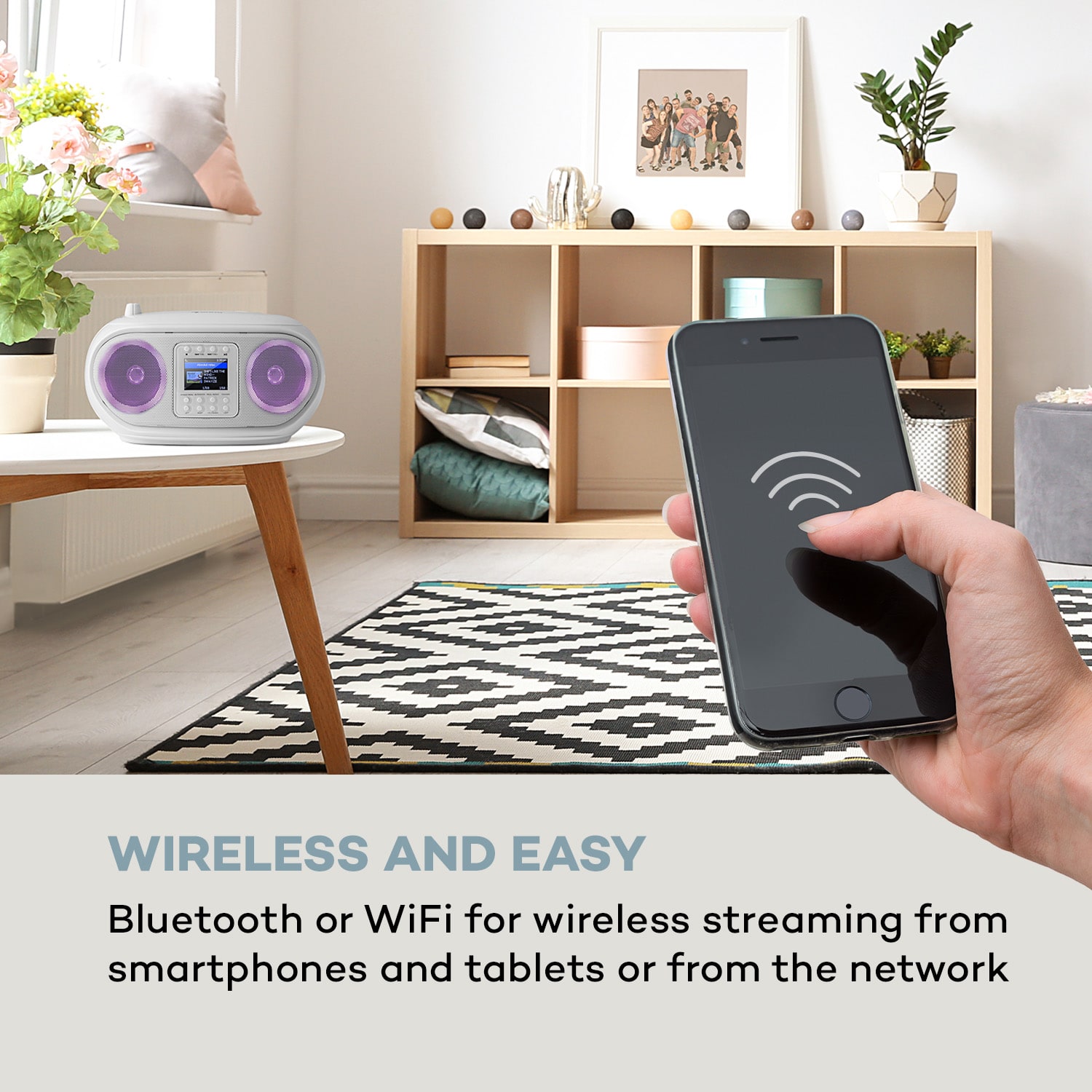 Auna Roadie Smart, boombox, internetové rádio, DAB/DAB+, FM, CD prehrávač, LED, WiFi, bluetooth – Obrázok 4